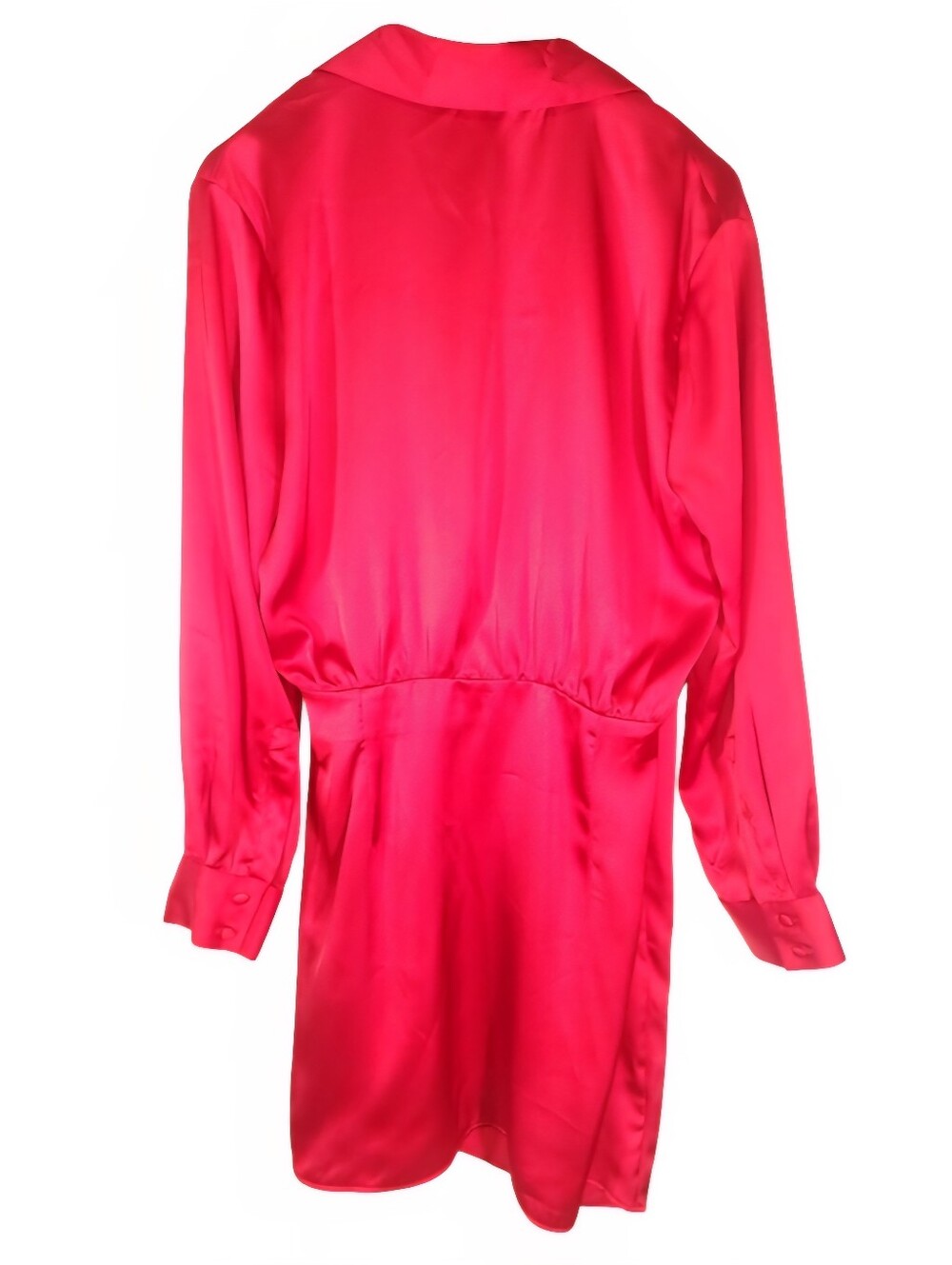 Zara Red Silk Satin Mini Night Out Long Sleeve Dress Size M - Picture 3 of 9
